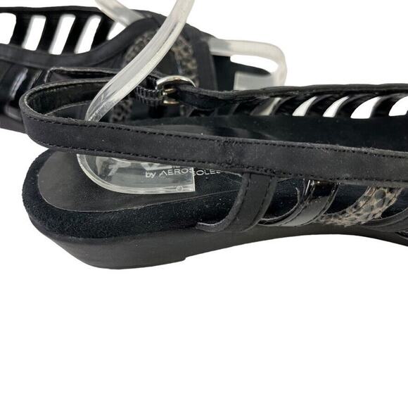 A2 Aerosoles Womens Charismatic Black Open Toe Slingback Wedge Sandals Shoes 9 - Picture 3 of 16